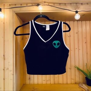 Vintage tank with alien patch